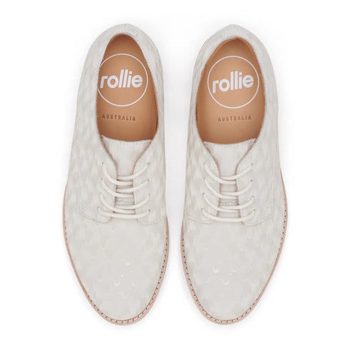 Rollie Womens Derby Bone Peacock Leather Shoe